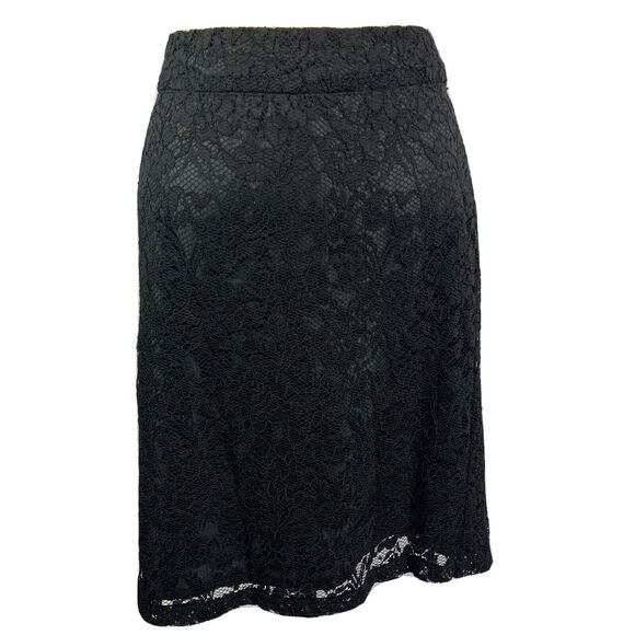 14 Covington Back Zip Skirt Lace Overlay Women's Black Knee Length (23") - Picture 1 of 8